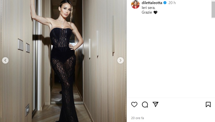 Diletta Leotta abito con maxi-trasparenze
